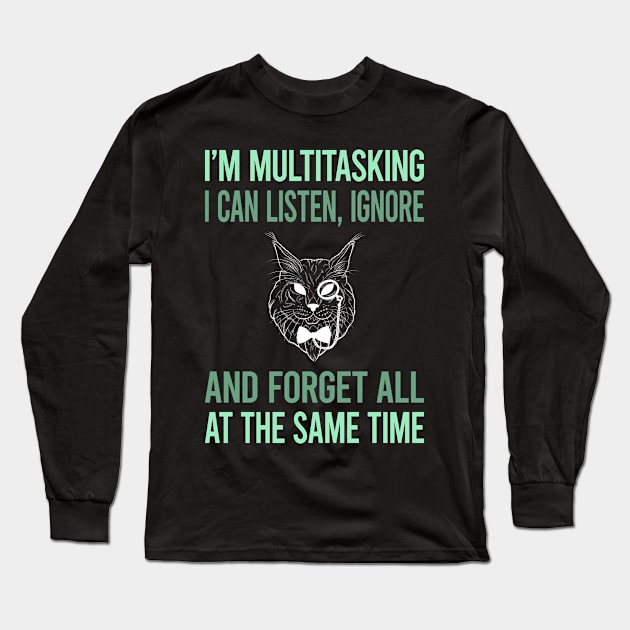 Multitasking Maine Coon Cat 04 Long Sleeve T-Shirt by lainetexterbxe49